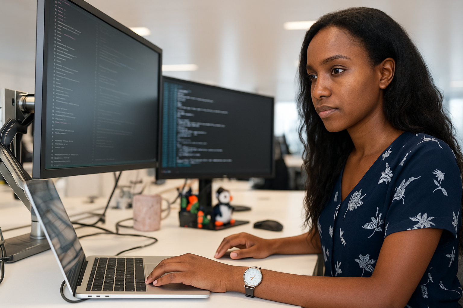 Developer working on code